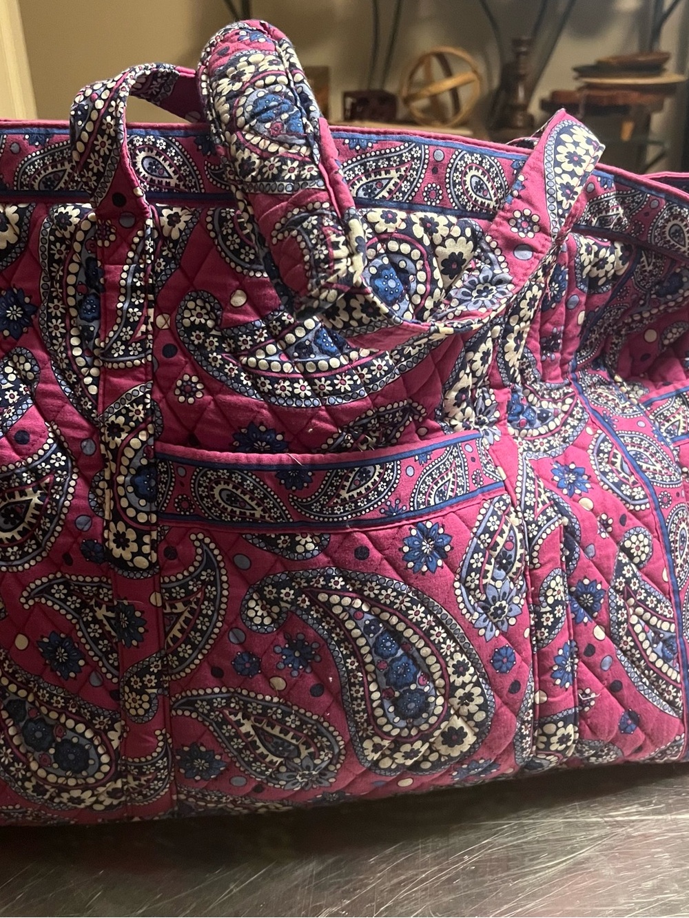 Vera Bradley Quilted Paisley Tote - Pink & Blue